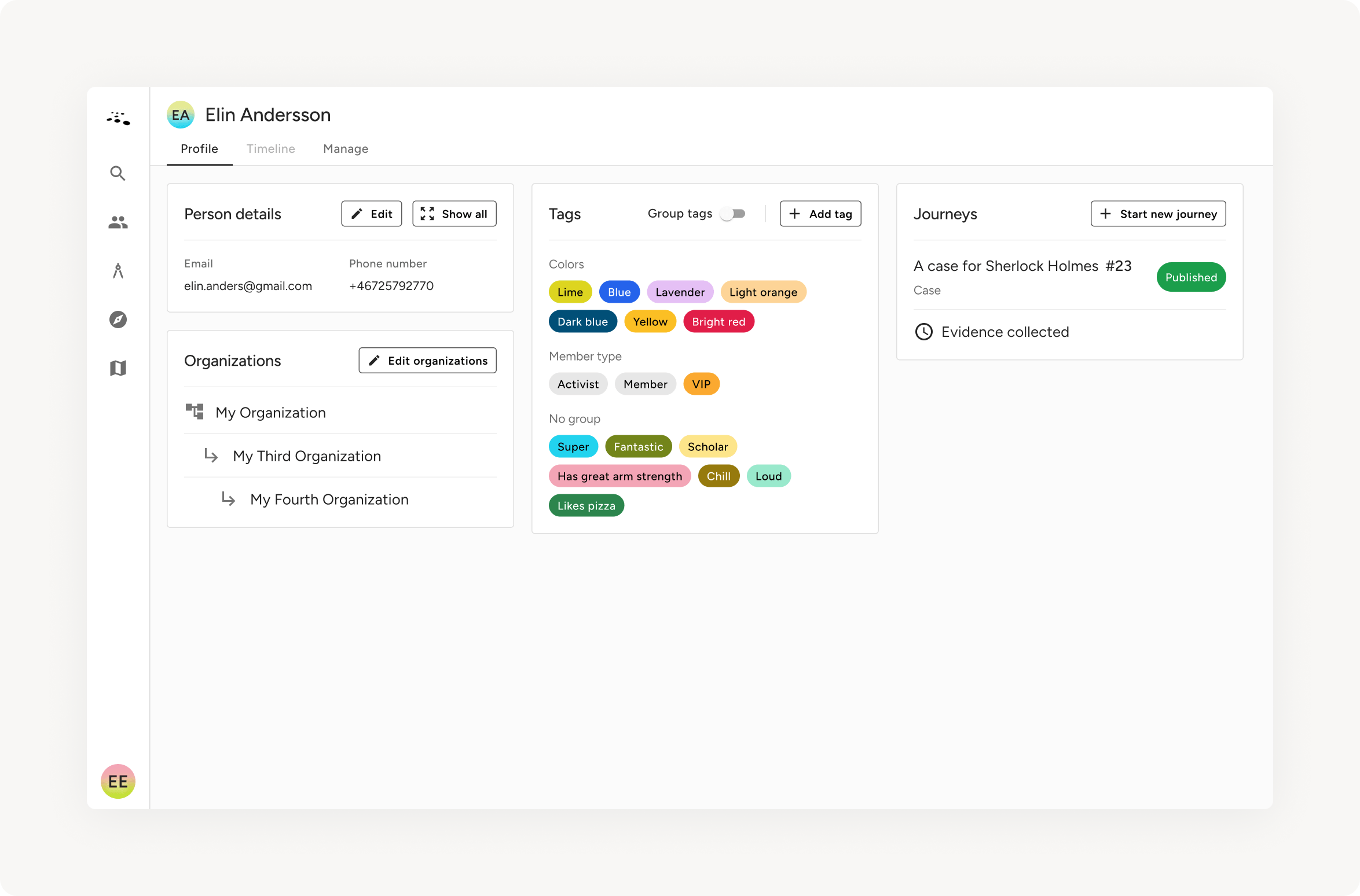 Screenshot of the user profile page with the new design system