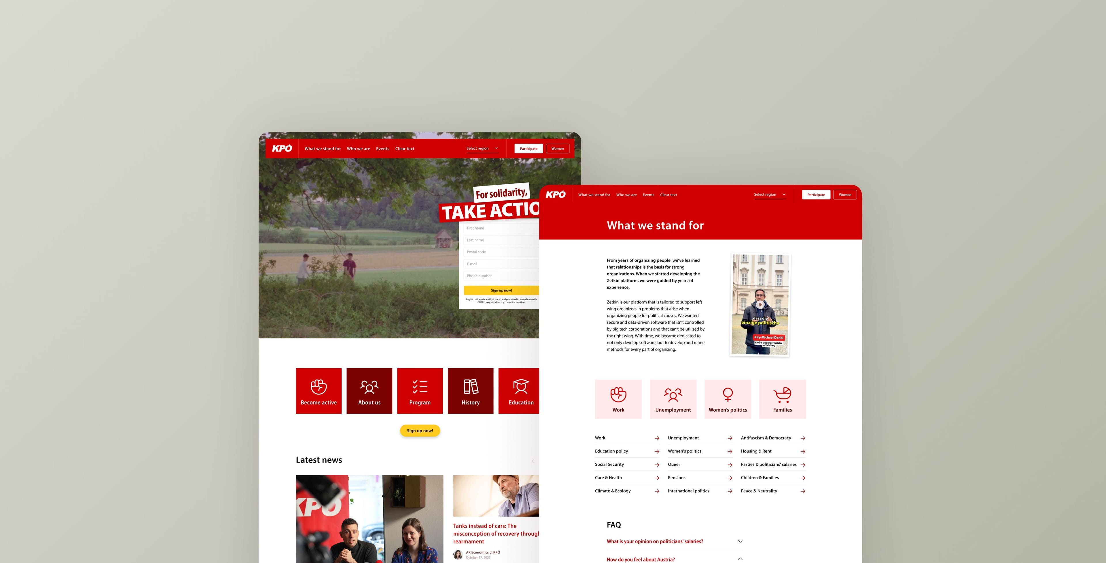 Communist party of Austria website banner